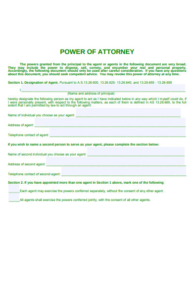 property power of attorney form