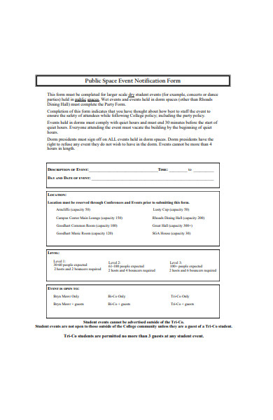 public space event notification form