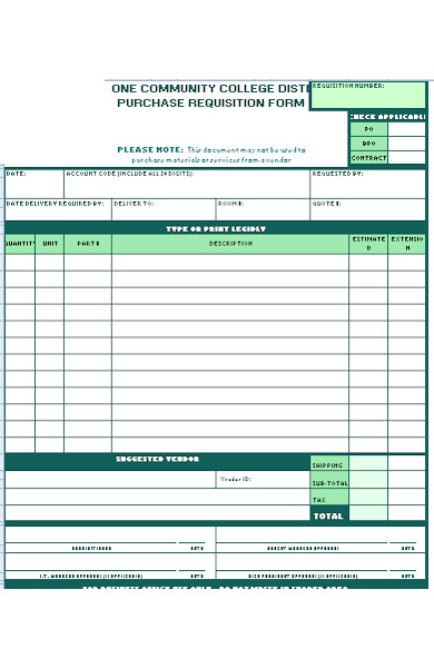 purchase requisition form