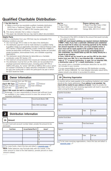 qualified charitable distribution form