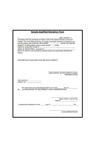 qualified disclaimer form