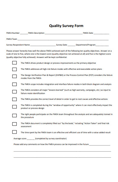 quality survey form