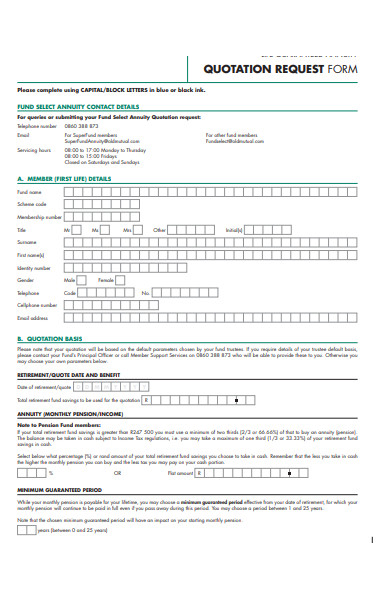 quotation fund request form