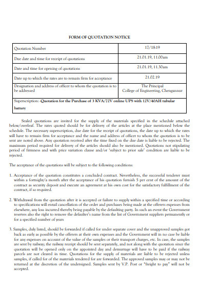 quotation number form