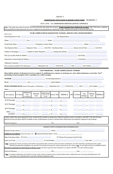 quotation reservation form