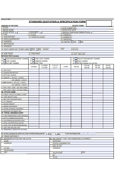 quotation specification form