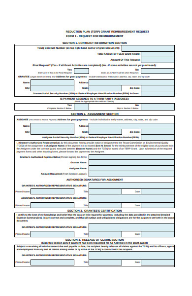 reduction plan reimbursement form