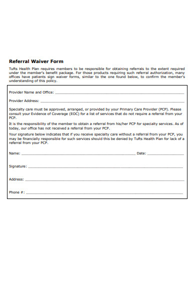 referral waiver form