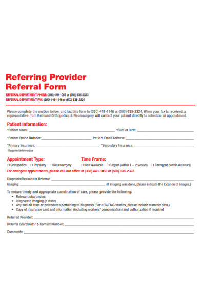 referring provider referral form