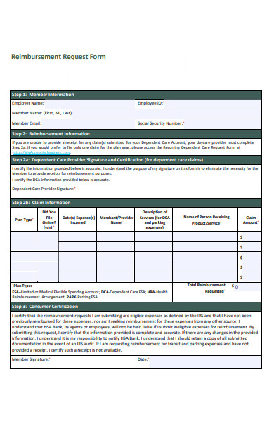 reimbursement request form