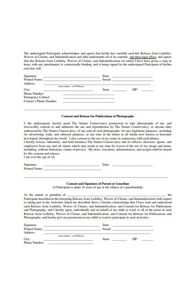 release from liability form