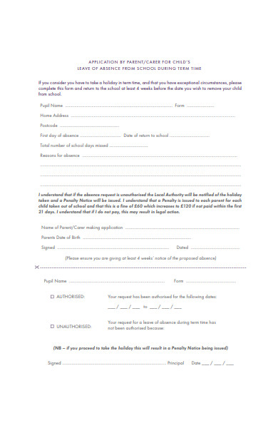 request form for school holiday