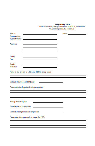 research project survey form