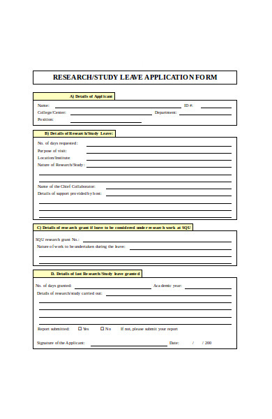 research study leave application form