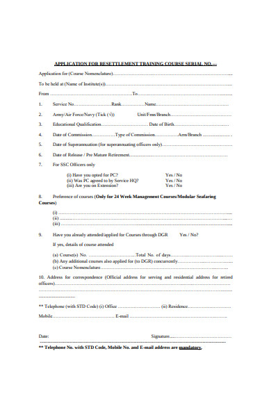 Free 32 Training Application Forms In Pdf Ms Word Xls 5475