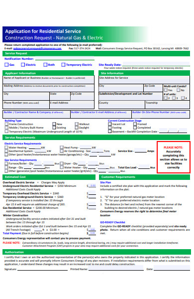 residential construction form