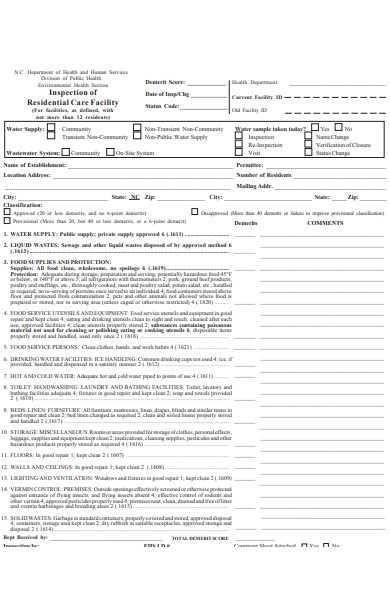 residential facility form