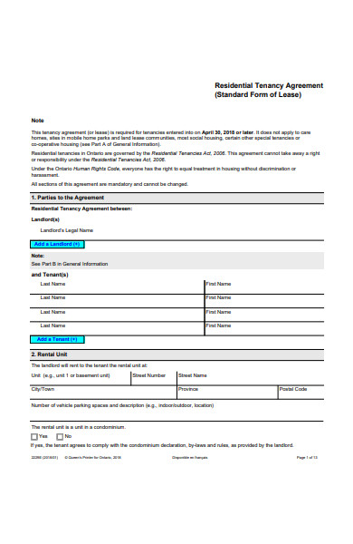 residential tenancy agreement form in pdf
