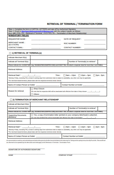 retrieval termination request form