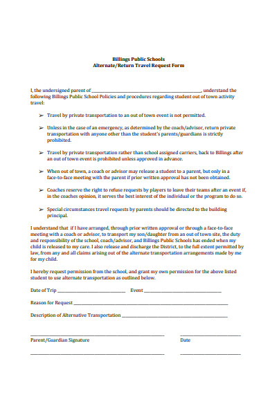 return travel request form