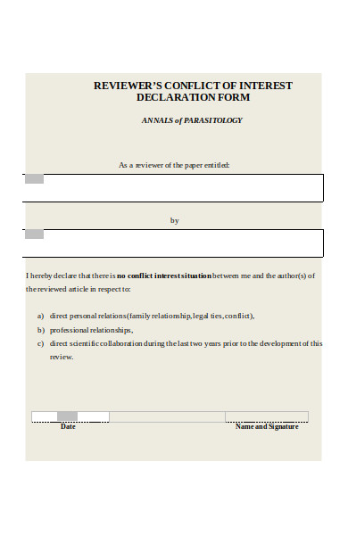 reviewers declaration form