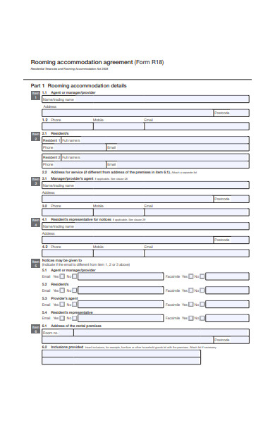 rooming accommodation agreement form