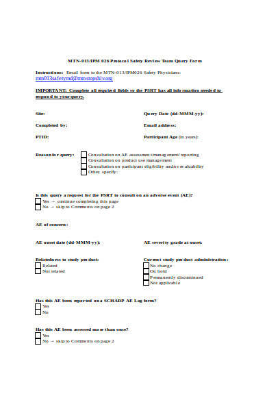 safety review team query form