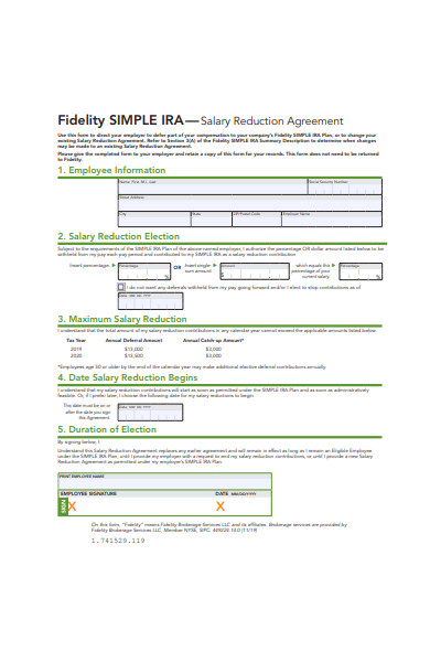 salary reduction agreement form