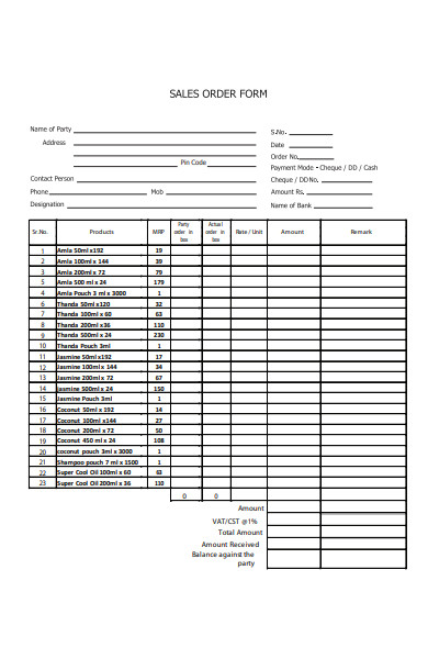 sales order form format in pdf