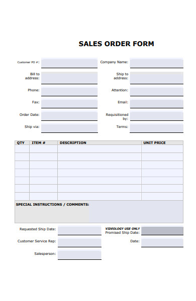 sales order form format