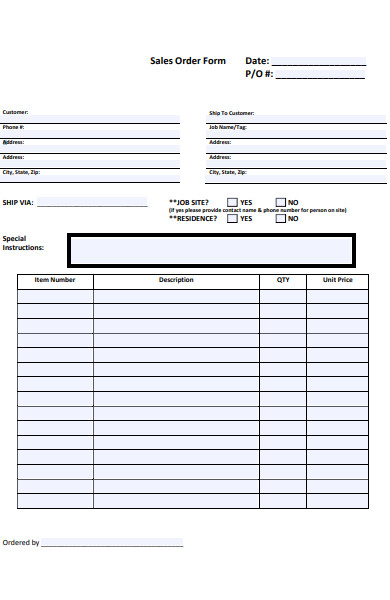 FREE 60+ Sales Order Form Samples, PDF, MS Word, Google Docs, Excel