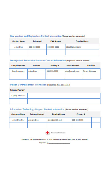 sample emergency contact form in pdf