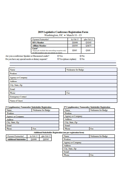 sample legislative conference registration form