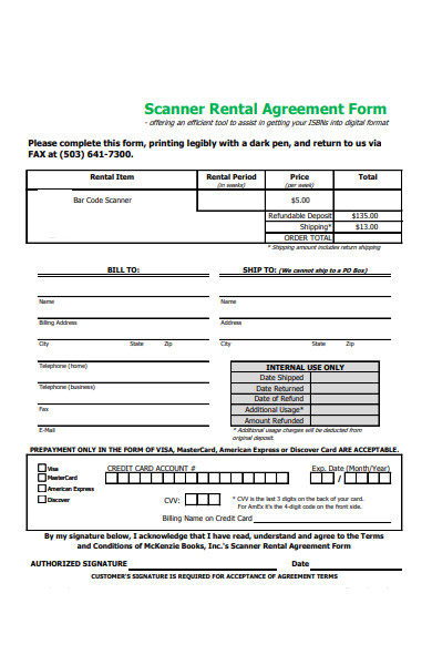 scanner rental agreement form