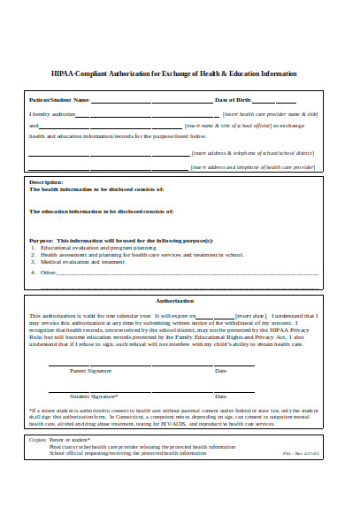 school authorization form