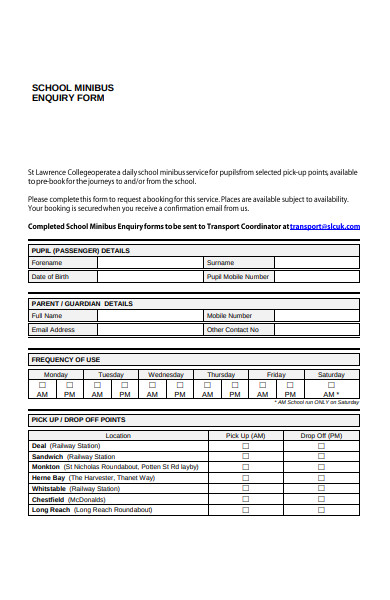 school enquiry form