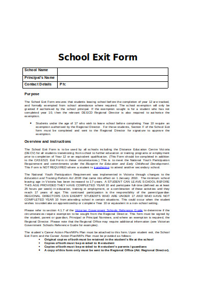 school exit form