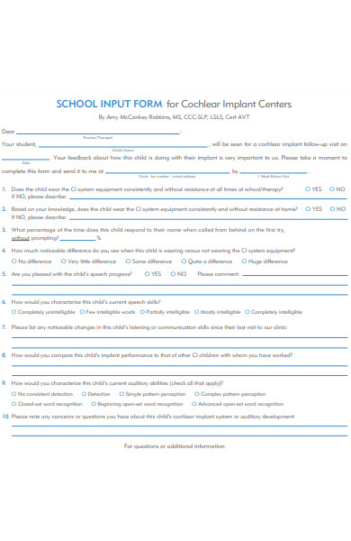 school input form