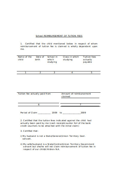 school reimbursement form