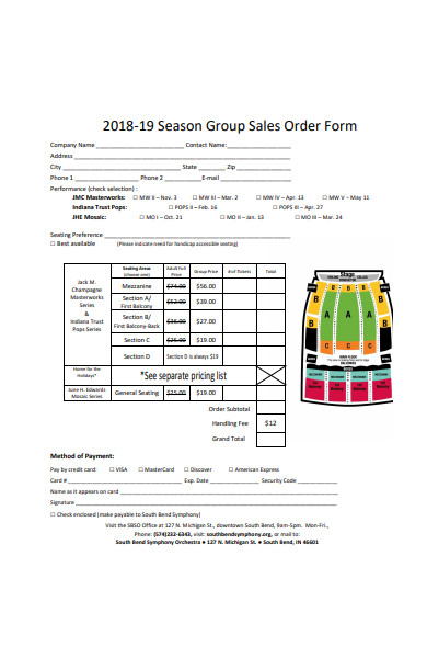 season group sales order form