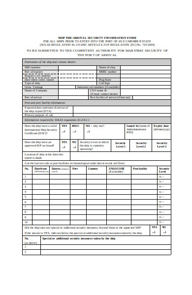 security information form