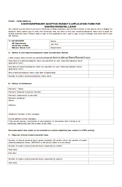 shared parental leave application form