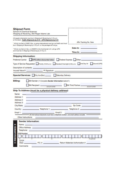shipout form in pdf