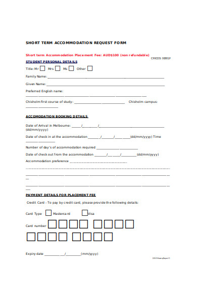 FREE 34+ Accommodation Request Forms in PDF | MS Word | Excel