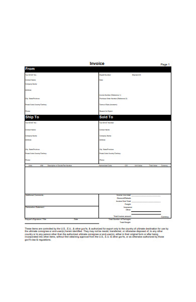 simple invoice form template
