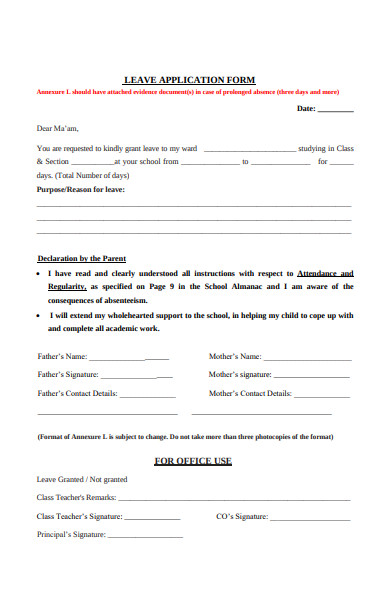 simple leave application form