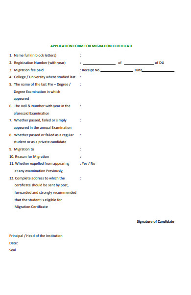 Govt Migration Form.pdf FREE 35+ Migration Form Samples, PDF, MS Word, Google Docs, Excel