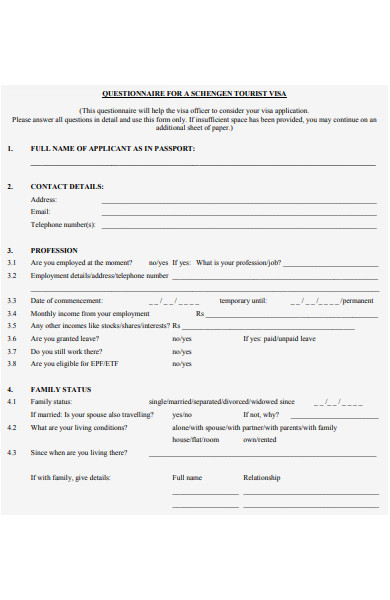 simple questionnaire form