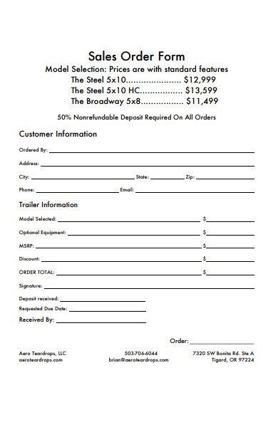 FREE 60+ Sales Order Form Samples, PDF, MS Word, Google Docs, Excel