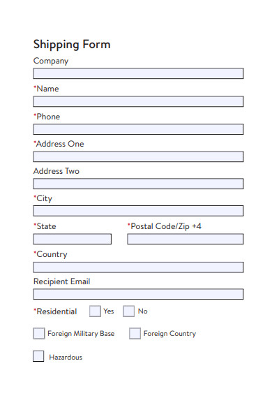 simple shipping form